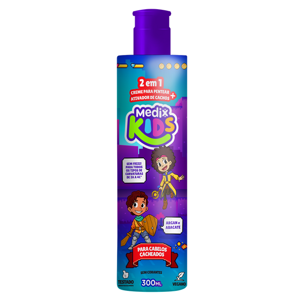 Creme de Pentear + Ativador de Cachos 2 em 1 Medix Kids 300ml